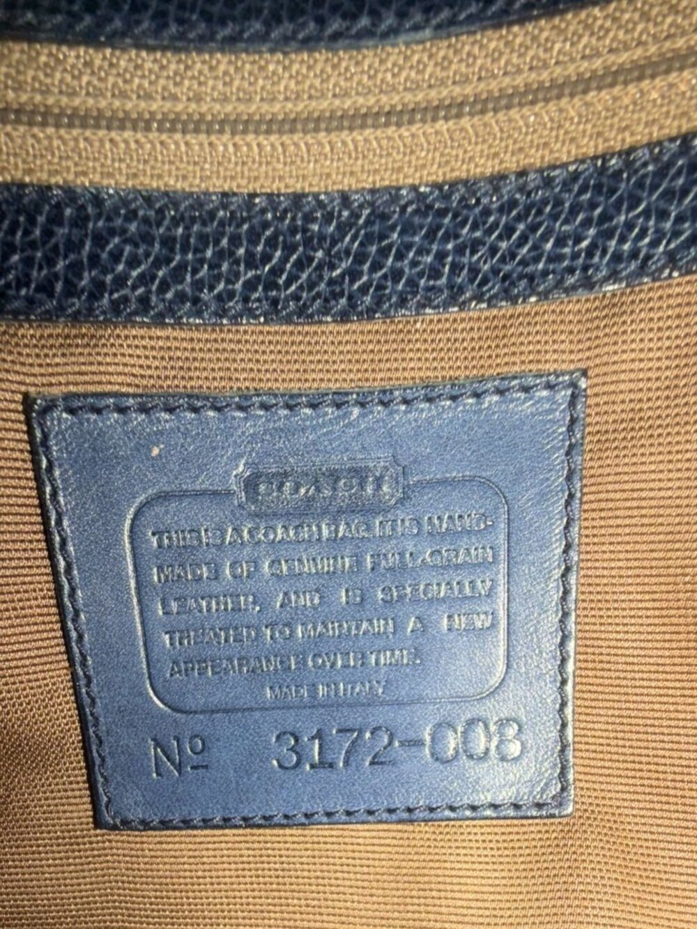 VTG Coach Madison Pierre Bag 4406 Navy Caviar Pebbled Leather Double Zip Italy - Picture 8 of 9